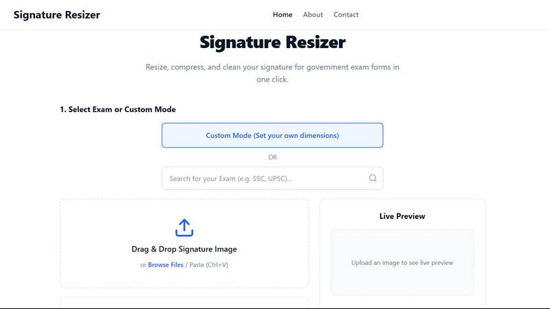 Signature Resizer application interface and features