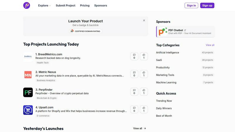 Product Launchify application interface and features